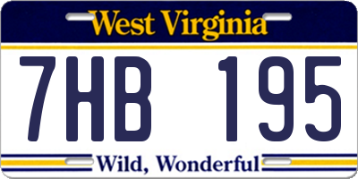 WV license plate 7HB195