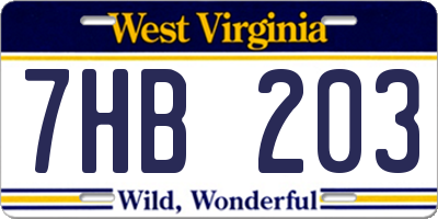 WV license plate 7HB203