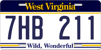 WV license plate 7HB211