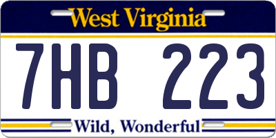 WV license plate 7HB223