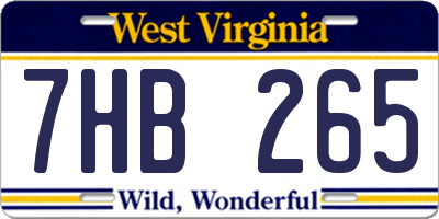 WV license plate 7HB265