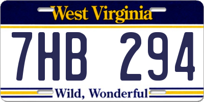 WV license plate 7HB294