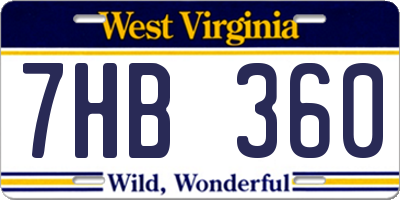 WV license plate 7HB360