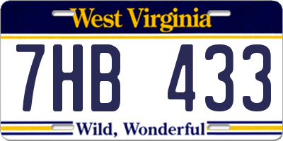 WV license plate 7HB433