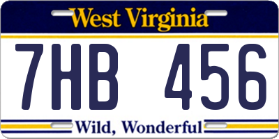 WV license plate 7HB456