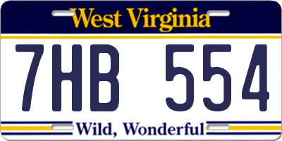 WV license plate 7HB554
