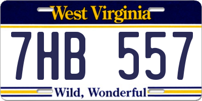 WV license plate 7HB557