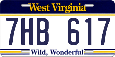 WV license plate 7HB617