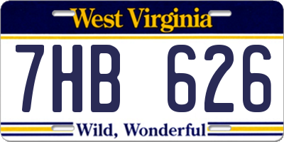 WV license plate 7HB626