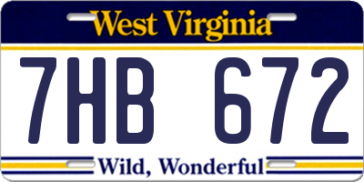 WV license plate 7HB672