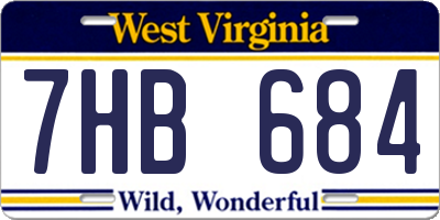 WV license plate 7HB684