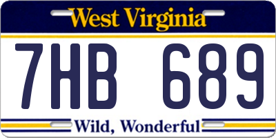 WV license plate 7HB689