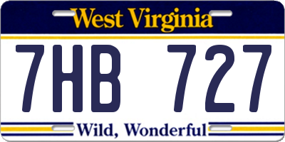 WV license plate 7HB727