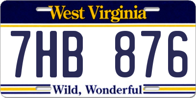 WV license plate 7HB876