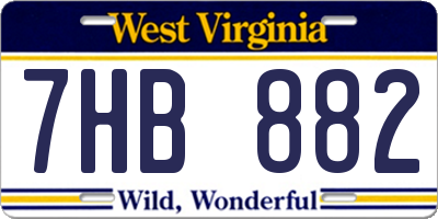 WV license plate 7HB882