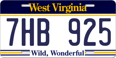 WV license plate 7HB925
