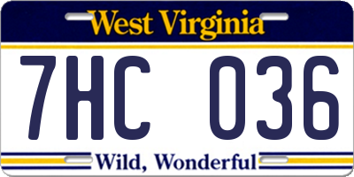 WV license plate 7HC036