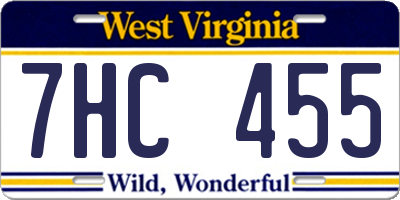 WV license plate 7HC455