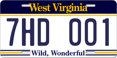 WV license plate 7HD001