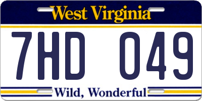 WV license plate 7HD049