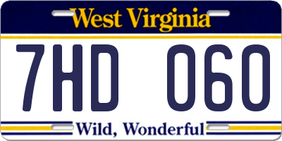WV license plate 7HD060