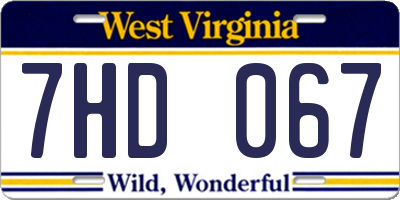 WV license plate 7HD067