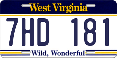 WV license plate 7HD181