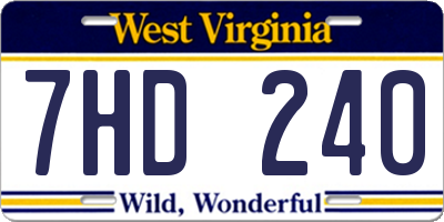 WV license plate 7HD240