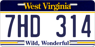 WV license plate 7HD314