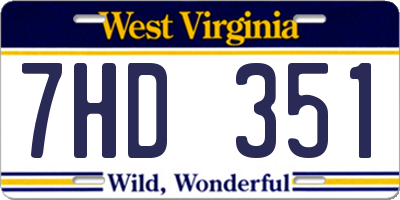 WV license plate 7HD351