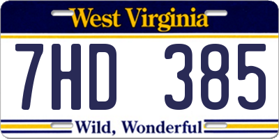 WV license plate 7HD385