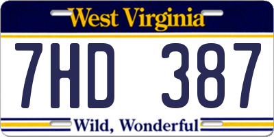 WV license plate 7HD387