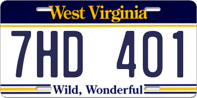 WV license plate 7HD401