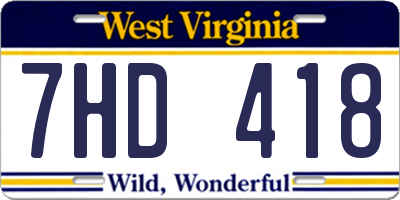 WV license plate 7HD418