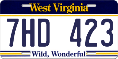 WV license plate 7HD423