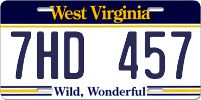 WV license plate 7HD457