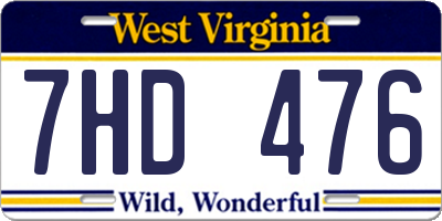 WV license plate 7HD476