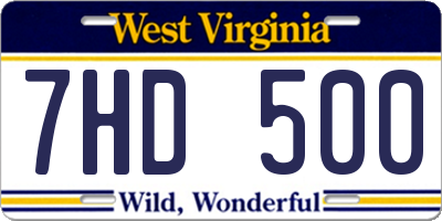 WV license plate 7HD500