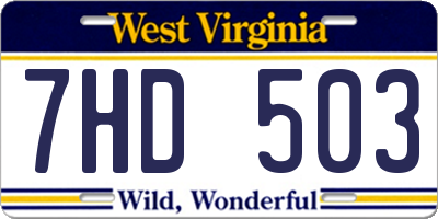 WV license plate 7HD503