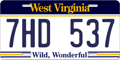 WV license plate 7HD537