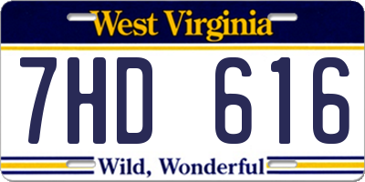 WV license plate 7HD616