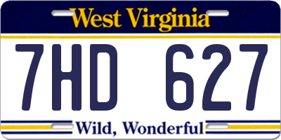 WV license plate 7HD627