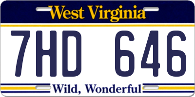 WV license plate 7HD646