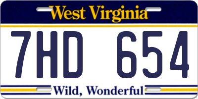 WV license plate 7HD654