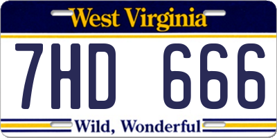 WV license plate 7HD666