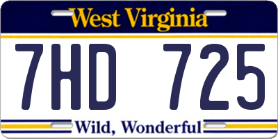 WV license plate 7HD725
