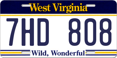 WV license plate 7HD808