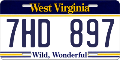 WV license plate 7HD897