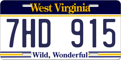 WV license plate 7HD915