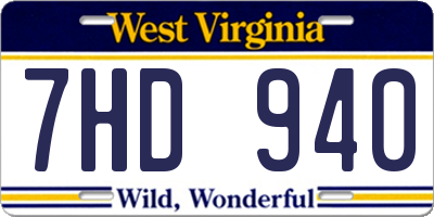 WV license plate 7HD940